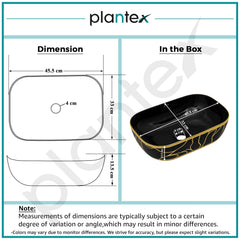 Plantex Ceramic Designer Washbasin for Bathroom/Countertop Basin/Rectangle Tabletop Wash Basin for Home/Office - (16010, Black & Gold)-3
