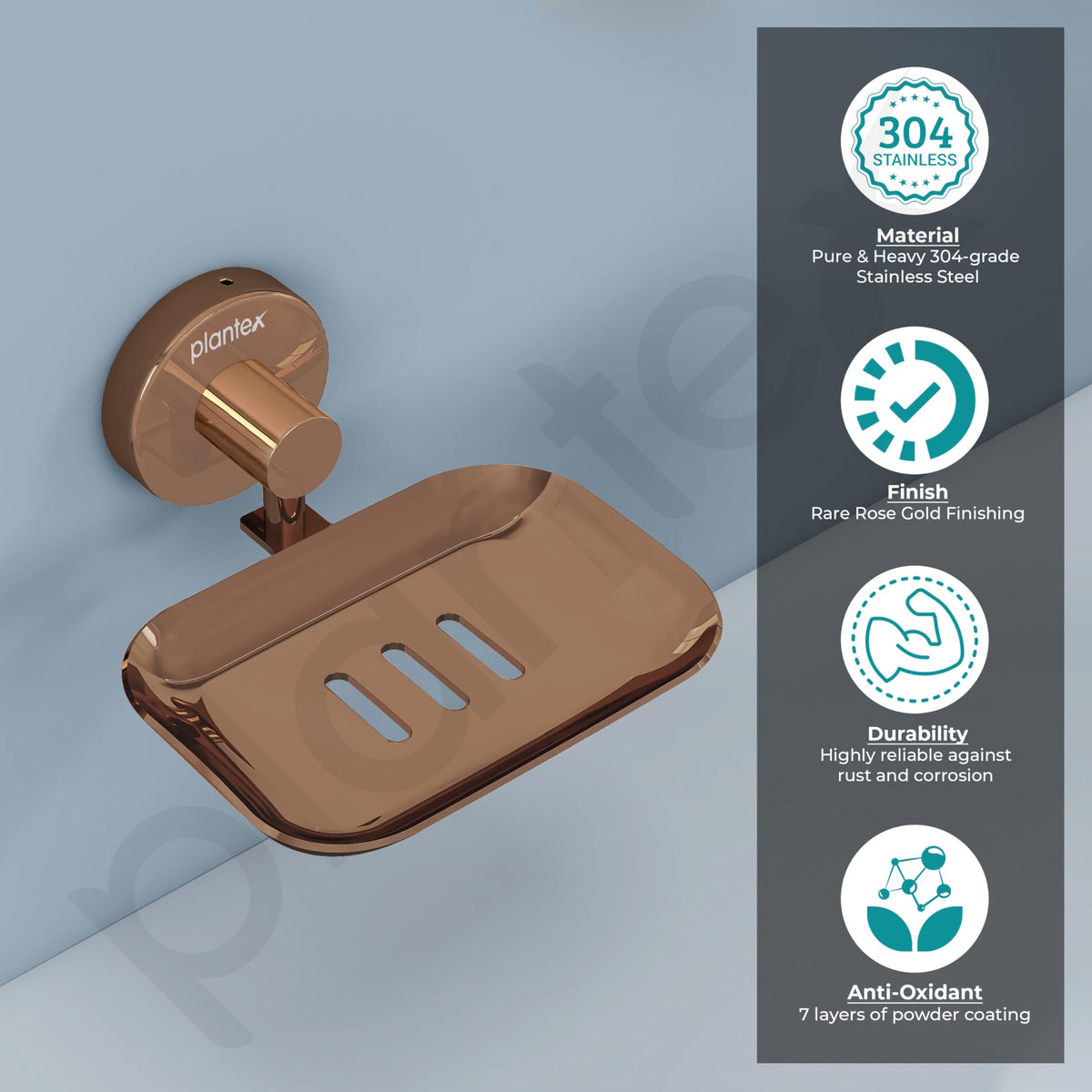 Plantex Galaxy 304 Grade Stainless Steel Single Soap Holder/Soap Stand/Soap Holder/Bathroom Accessories – (PVD Rose Gold)-4