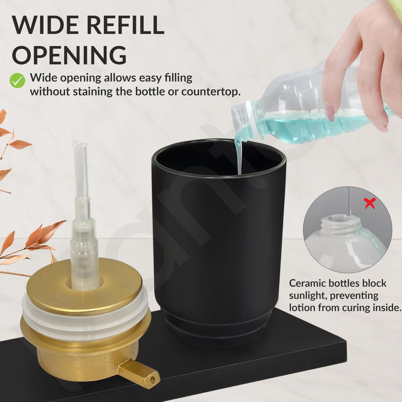 Plantex Soap Dispenser for Washbasin Ceramic/HandWash Soap Dispenser/Soap Dispenser Ceramic ABS Pump Head - Black (Pack of 1)-2
