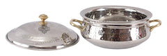 Steel Hammered Design Handi Brass Handle with Steel Lid|1000 ML