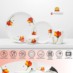 Clay Craft Fine Ceramic Eco Dinner Set, Enchanting Gold, for Family of 4, Dinner Set Ceramic, Crockery Set, Dining Set for Dinner, Crockery Set for Gift, Kitchen Set (ECO3, 16 Pieces)
