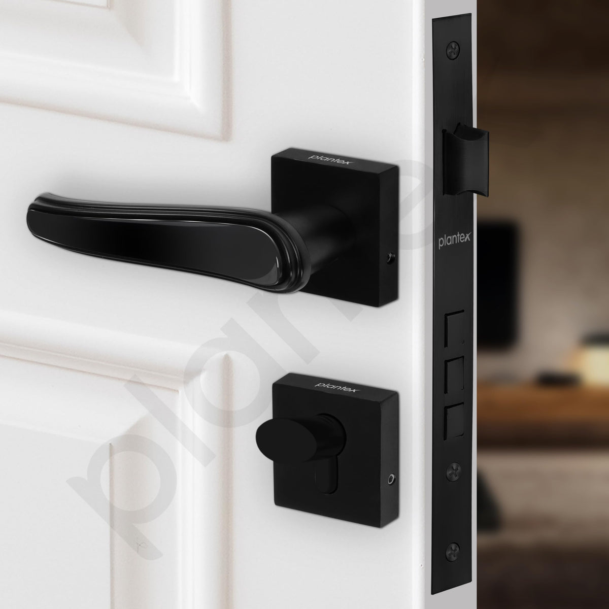 Plantex Main Door Lock/Mortise Lock for Doors - Robust Door Handle for Home with Brass Locks Body & Cylinder (PT-014, Black)-4