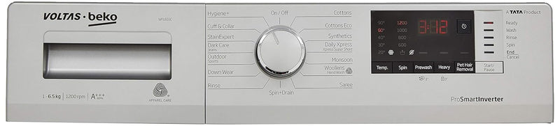 Voltas Beko 6.5 Kg Inverter Fully-Automatic Front Loading Washing Machine, Inbuilt Heater, 26 Stain Remover (WFL65SC, Silver Body, Chrome Door)-3