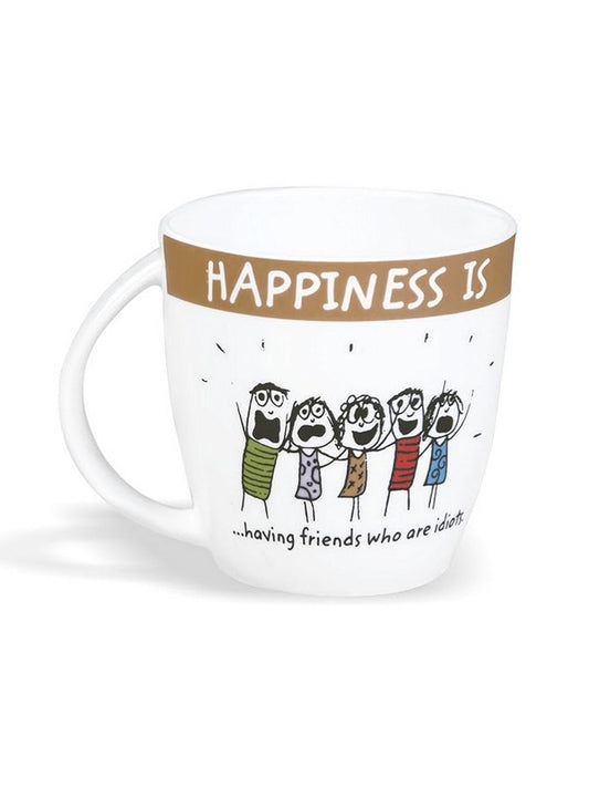 Clay Craft - Happiness is, Having Friends Bone China Milk Mug, 270 Ml/5.6Cm, Multicolour & Clay Craft - Happiness is, Parents Around Bone China Milk Mug, 270 Ml/5.6Cm, Multicolour