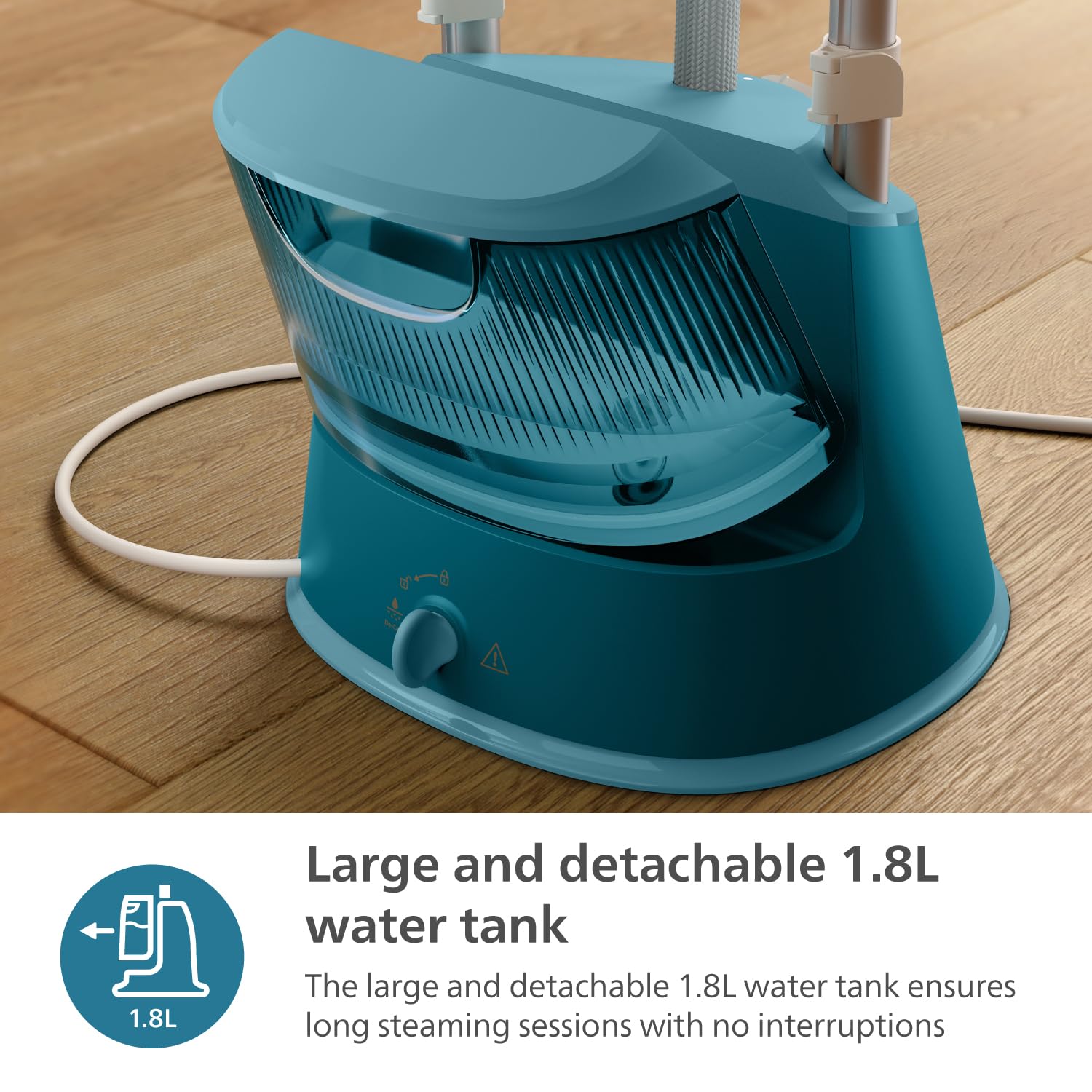 PHILIPS Standing Garment Steamer STE1040/20-1800 Watts, 1.8 LTR Water Tank, Refresh All Fabrics with upto 36 gm Steam Output with Styling Board- No Burns Guaranteed from World's No.1 Ironing Brand