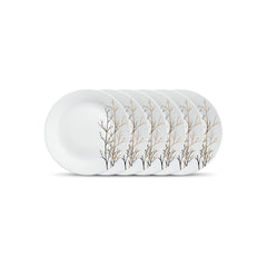 La Opala Diva Ivory Collection Opal Glass Crockery | Quarter Plate Set of 6 | Autumn Shadow Design | Side Plate for snacking & gifting | Microwave Safe | 100% Vegetarian | Extra Strong | Light & White