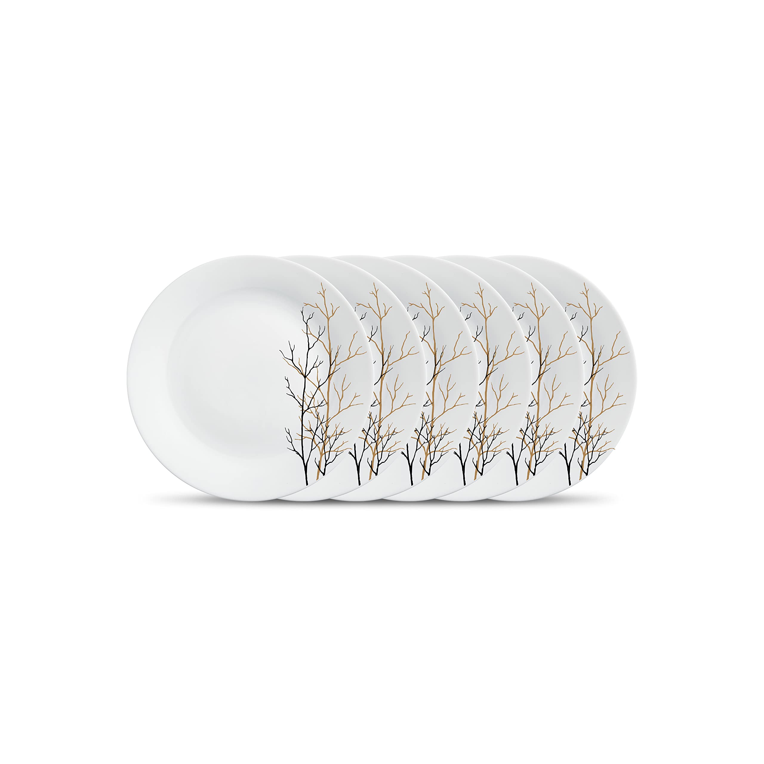 La Opala Diva, Ivory Collection, Opal Glass Quarter Plate Set 6 pcs, Grace Blue, White, Standard