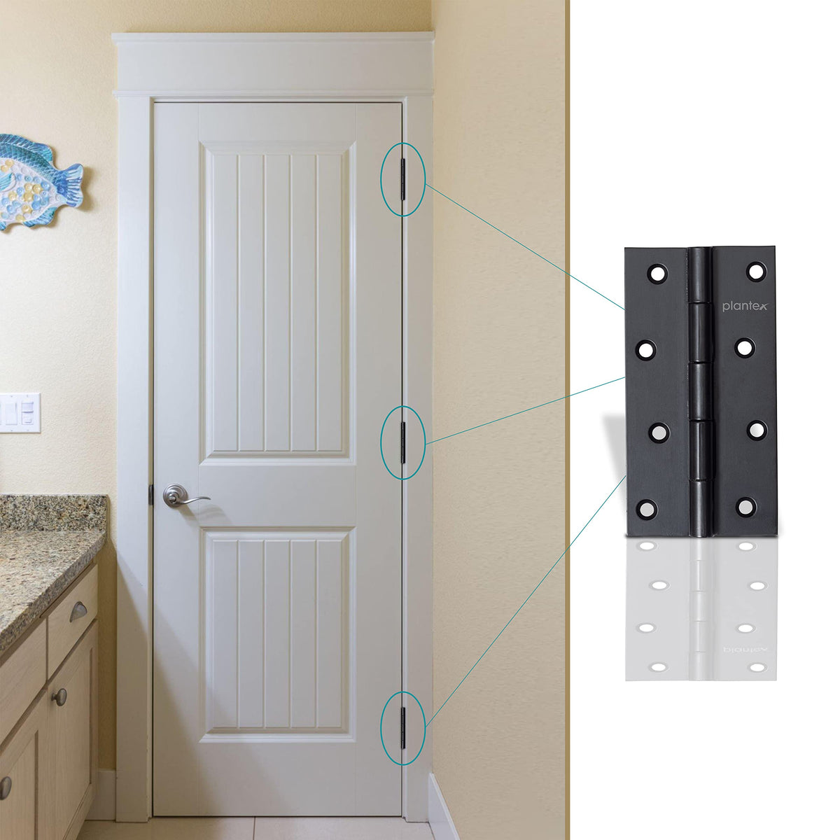 Plantex Door Hinges 4 inch x 14 Gauge/1.8 mm Thickness Home/Office/Hotel/Door Hinges for Main Door/Kabza for Bedroom/Kitchen/Bathroom/Window/Soft Movement Hinge- Pack of 24 (Black)-5