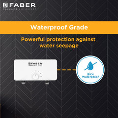 Faber Agnes Tankless Instant 3.5kw Water Heater | High Working Pressure, 3-Level Temperature, Safety Valve, Auto Off | F