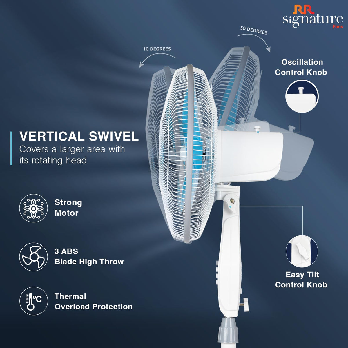 RR Signature 400 MM Zello Normal Speed Pedestal Fan I Stand Fan For Home-4