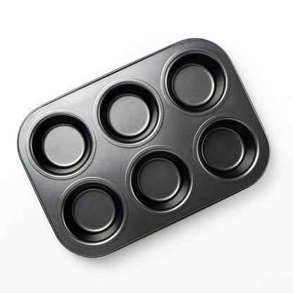 Kosh - Perfect Baking Tools for Beginners or Experts - Bakeware Moulds Non-Stick Teflon Coated 6 Cup Muffin Tray Carbon Steel Cake Mold/Baking Tray/Tin/Pan - 6 Cup Muffin Tray
