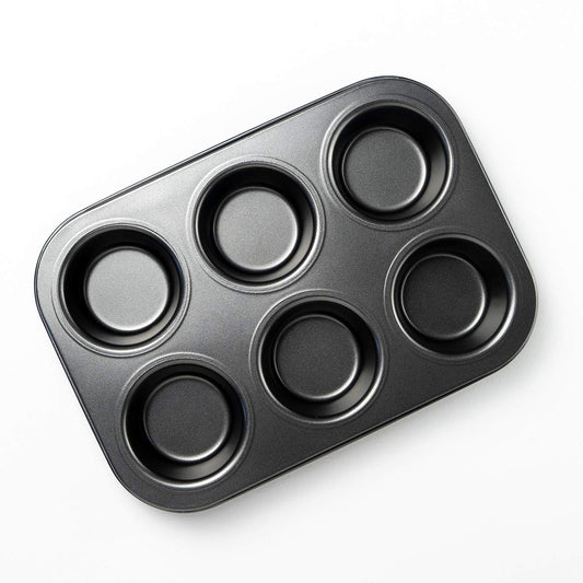 Kosh - Perfect Baking Tools for Beginners or Experts - Bakeware Moulds Non-Stick Teflon Coated 6 Cup Muffin Tray Carbon Steel Cake Mold/Baking Tray/Tin/Pan - 6 Cup Muffin Tray