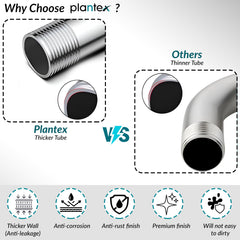 Plantex 11-Inch S-Shaped Shower Arm for Overhead Shower/Stainless Steel Shower Arm Pipe/Wall Mount ShowerArm for Bathroom Fitting with 1⁄2-Inch Thread - Pack of 1 (Chrome)-6
