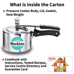 Hawkins Triply 2 Litre Classic Pressure Cooker, Triply Stainless Steel Induction Inner Lid & Small Cooker, Silver (SSTCL20)