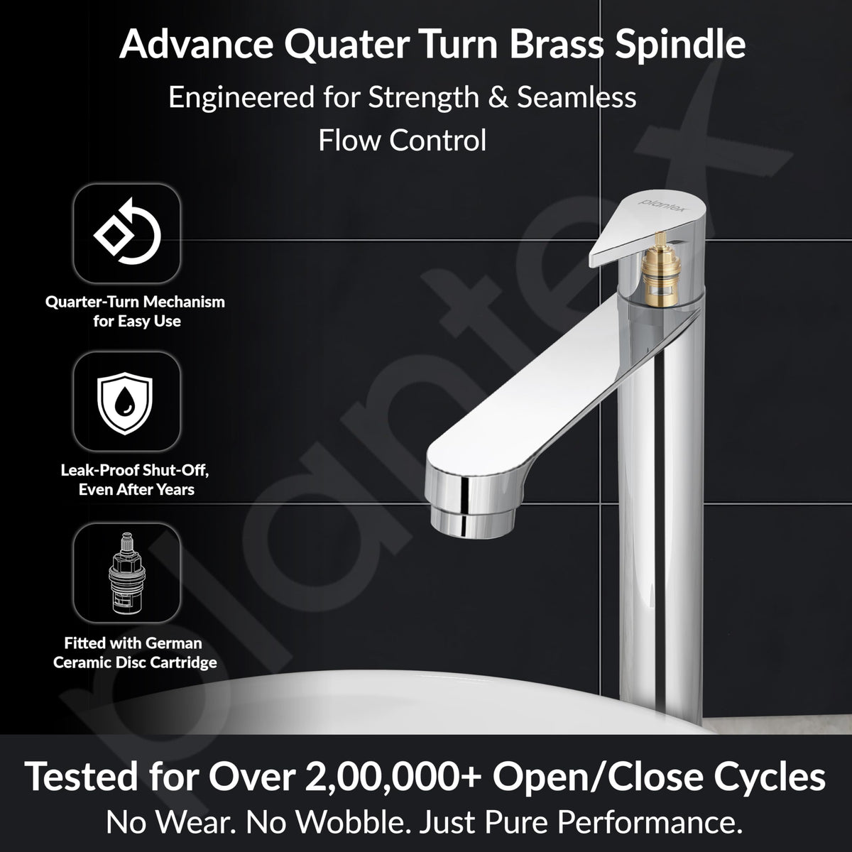 Plantex Pure Brass Pillar Tap for Wash Basin with Water Saving Nozzle/High Neck Wash Basin Tap/Pillar Cocke for Basin with 7 Year Warranty- (PAC-1804-Mirror Chrome)-2