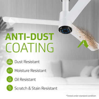 V-Guard Insight-G Premium BLDC Ceiling Fan For Home | 6 Speed Settings | 5-Star Energy Saving | Convenient Remote Control | High-Speed 100% Copper Motor | 1.2M (Blossom White Matte)