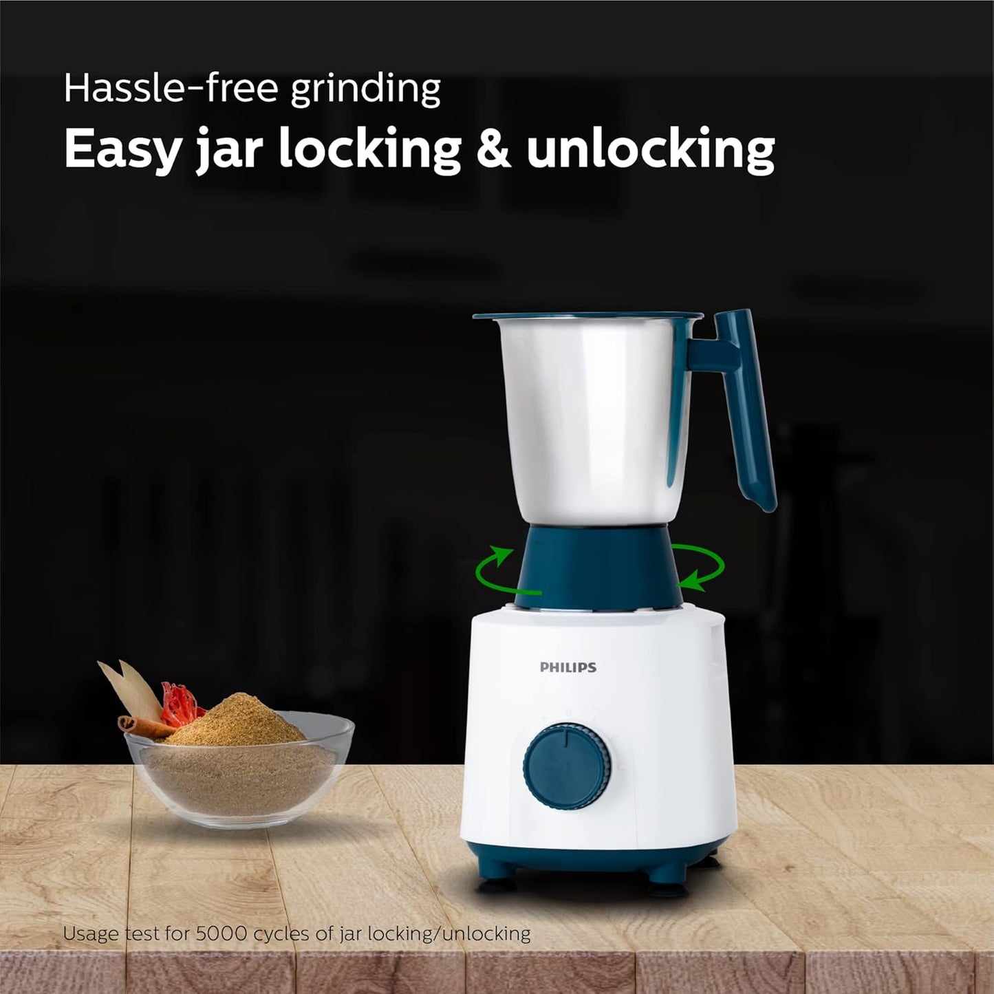 Philips HL7536/01-500 W Mixer Grinder with 4 Jar (3 Stainless Steel Jar +1 Blender Jars), Bigger jar sizes, with 5 Year Warranty on Motor