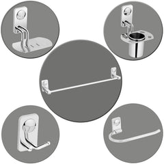 Plantex Stainless Steel Wall Mount Bath Accessories/Bathroom Hanger for Towel/Napkin Ring/Tumbler Holder/Soap Dish/Robe Hook (Chrome, Pack of 5)-1