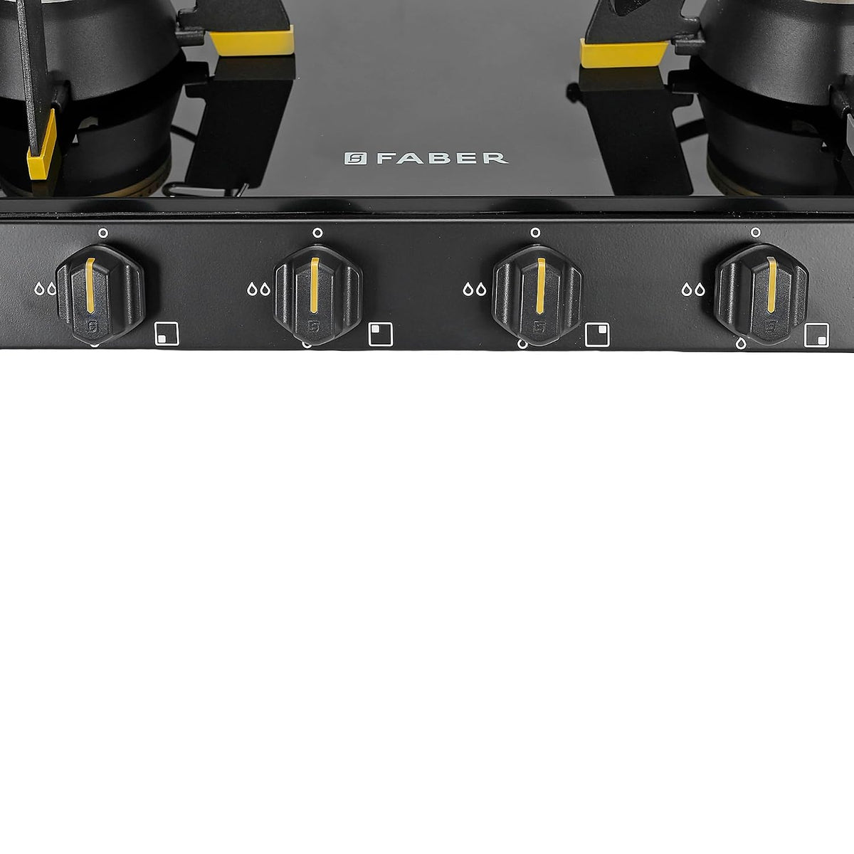 Faber Liftable Burners Freestanding Cooktop | Genius 804 AI BK | 80cm Width | Brass Burners | Manual Ignition | ABS Knob