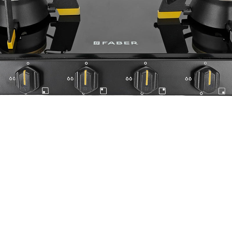 Faber Liftable Burners Freestanding Cooktop | Genius 804 AI BK | 80cm Width | Brass Burners | Manual Ignition | ABS Knob