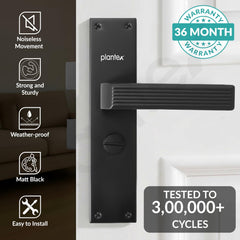 Plantex Stainless Steel Door Lock Bathroom Door Lock/Mortise 8inch Keyless Plate Handle Set for Home/Bathroom/Store Room/Balcony/Office - Pack of 1 (DTM-661, Z-Black)-2