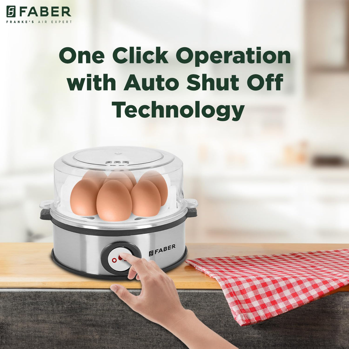 Faber Egg Boiler and Poacher | 7 Egg Capacity | Poach Egg | Steam Vegetables | Stainless Steel Body | Transparent Lid, 3