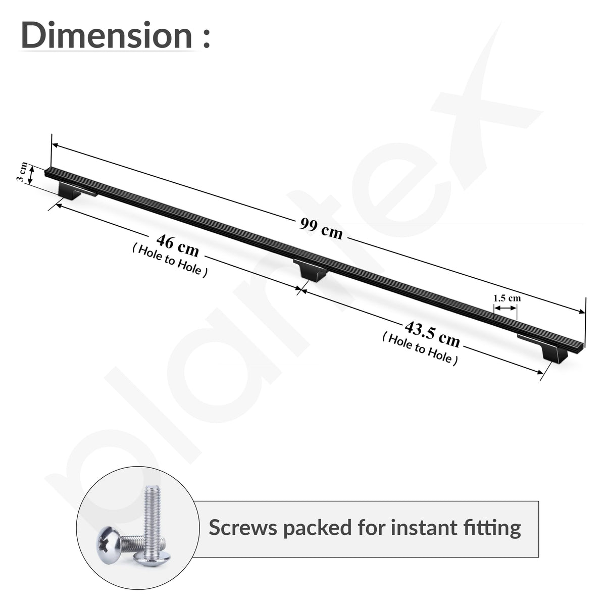 Plantex Aluminium Cabinet Handle/900mm Wardrobe Handle for Home/Cupboard Door Pull-Push Handles for Office - Pack of 1 (DTC-5580, Black)-3