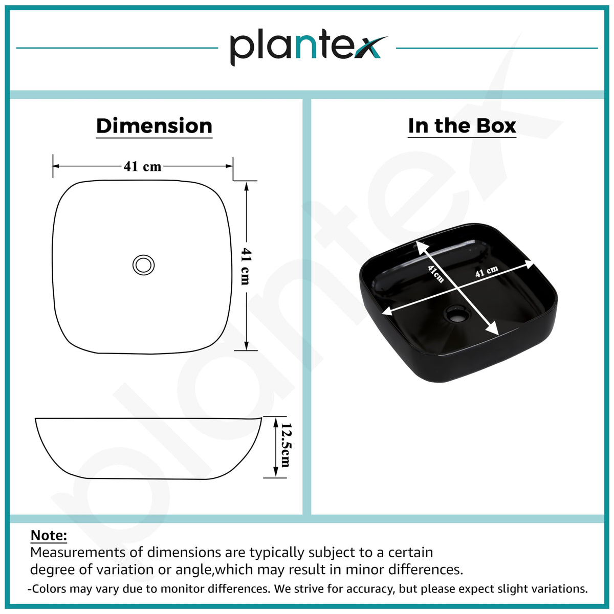 Plantex Premium Ceramic Tabletop Washbasin/Black Countertop Wash Basin/Tabletop Basin for Bathroom/Small Wash Basin (16 x 16 x 5 Inch)-2