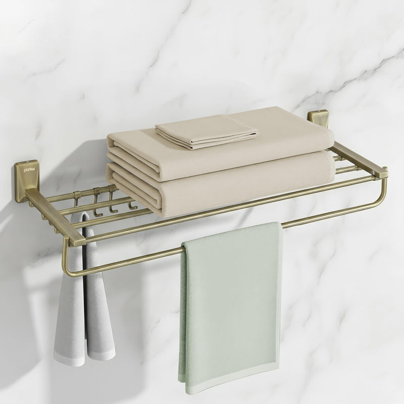 Plantex 304 Grade Stainless Steel 24 inch Towel Rack/Towel Bar/Towel Hanger/Towel Storage for Bathroom - Crystal (Brass Antique)-1