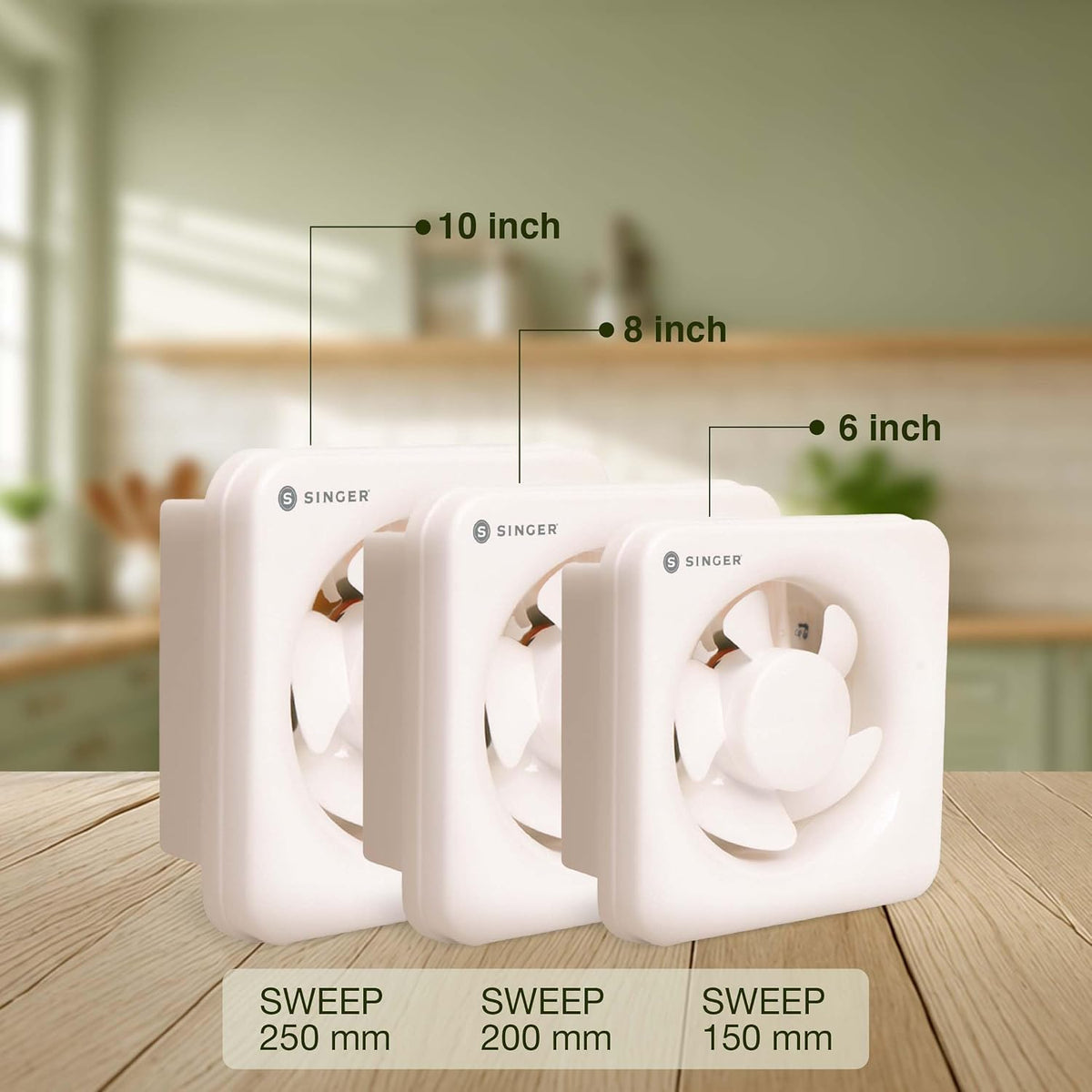 SINGER Fresho N 250mm Energy Efficient Exhaust fan for Kitchen, Bathroom