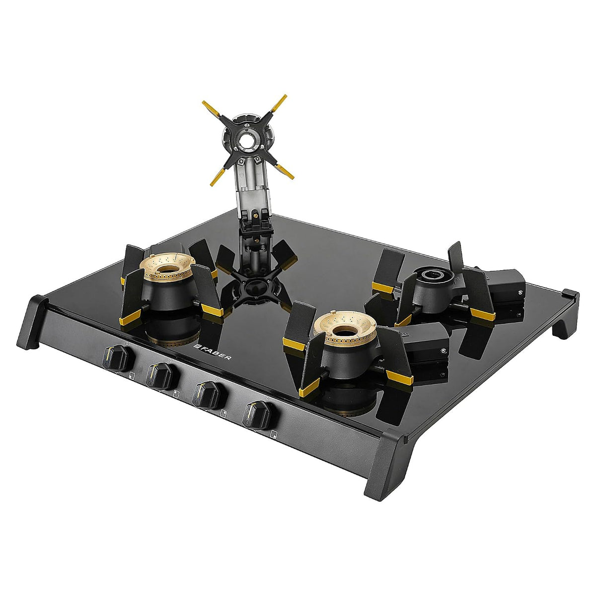 Faber Liftable Burners Freestanding Cooktop | Genius 704 Bk | 70Cm Width | Brass Burners | Manual Ignition | Abs Knobs |