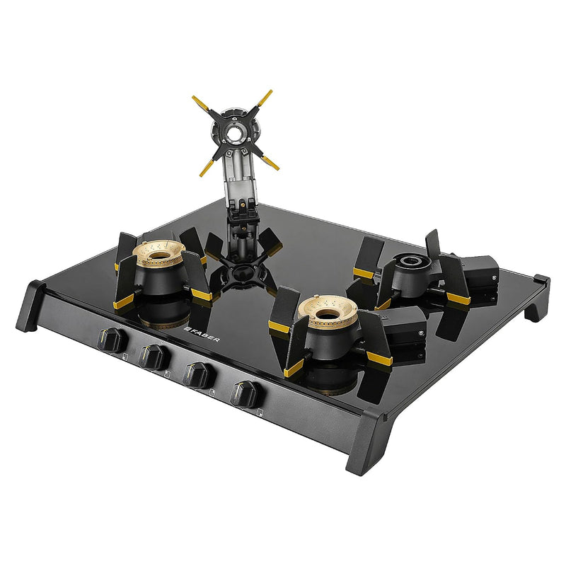 Faber Liftable Burners Freestanding Cooktop | Genius 704 Bk | 70Cm Width | Brass Burners | Manual Ignition | Abs Knobs |