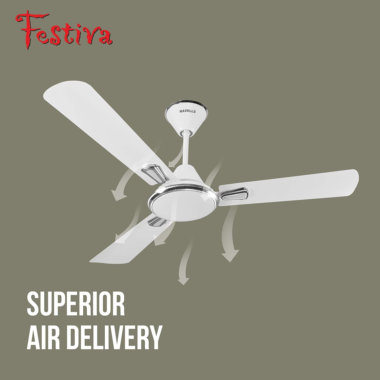 Havells Festiva 1200mm Dust Resistant Ceiling Fan (Pearl White Silver)
