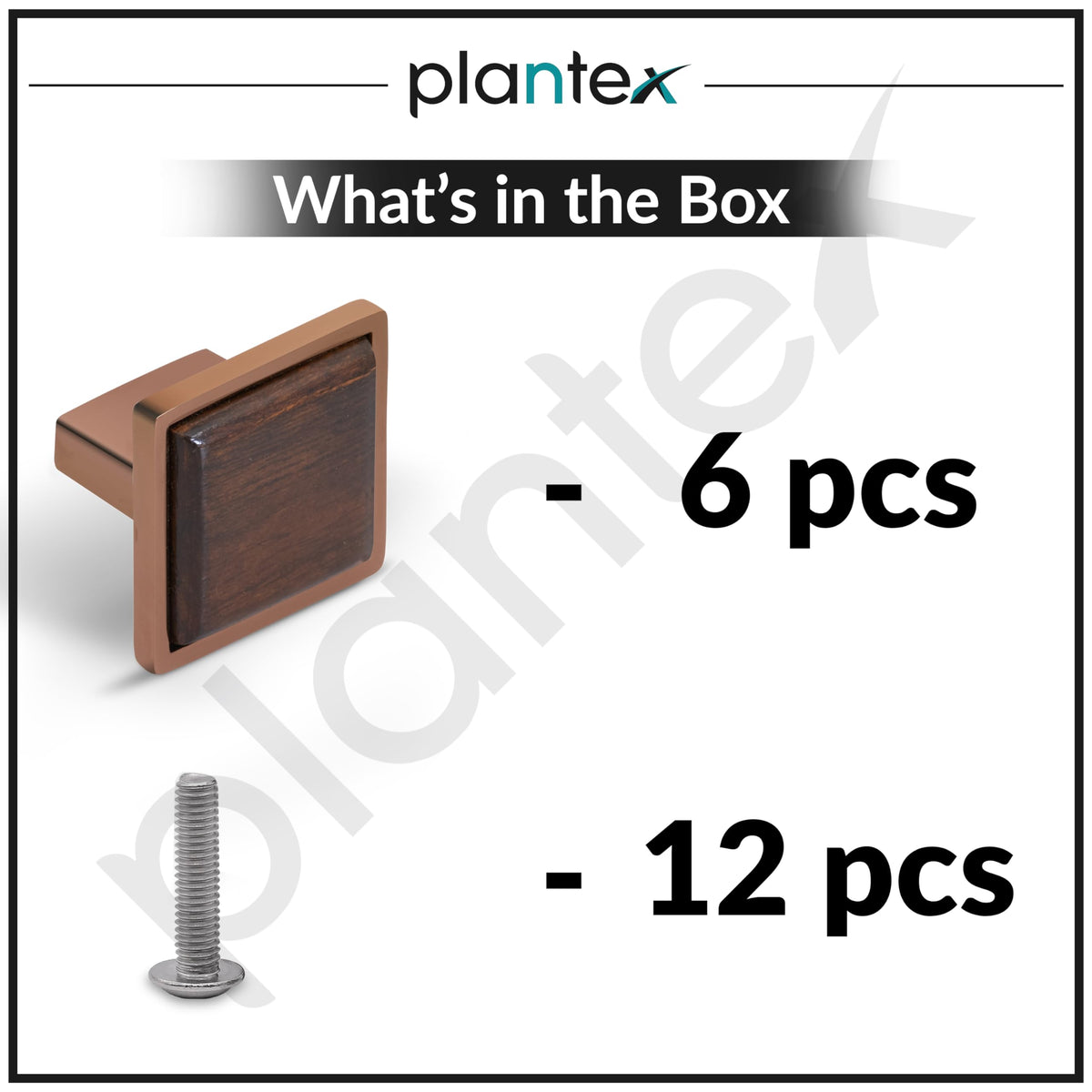 Plantex Knobs for Drawer | Kitchen Cabinet Knobs | Pulls Handles Knobs for Wardrobe & Kitchen | Square Drawer Pulls and Knobs - Pack of 6 (Rose Gold & Wood)-5