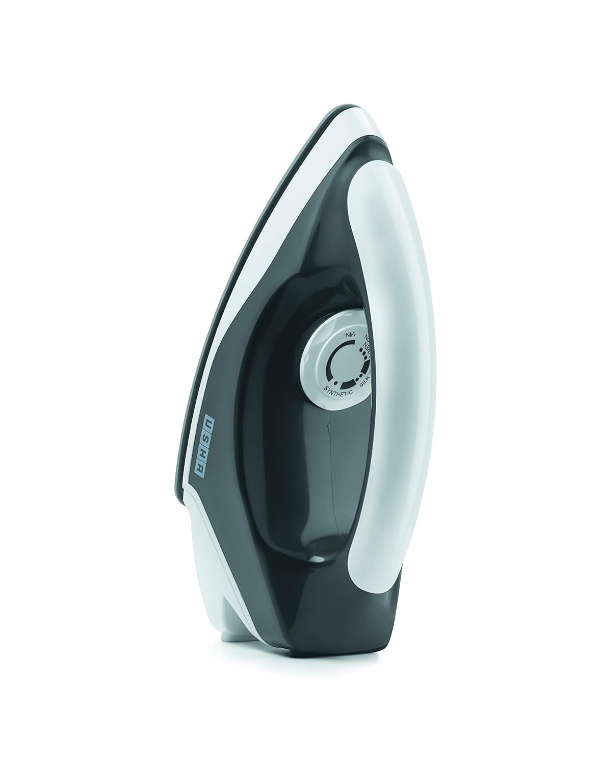 USHA Plastic Usha Aurora 1000Watt Dry Iron with Innovative Tail Light Indicator|Black Non Stick Soleplate for Longer Durability|Overheat Safety Shutoff|2 Years Warranty|(Grey & White),1000 Watts