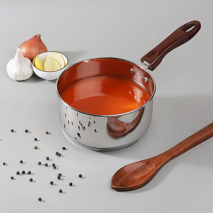 Vinod Stainless Steel Milkpan/Saucepan Set of 2-1 Litre and 1.6 Litre,Tea/Chai Pan,Riveted Sturdy Bakelite Handle,Induction and Gas Base 2 Year Warranty