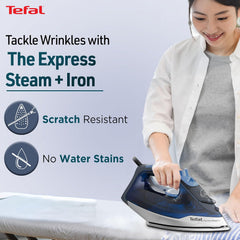 Tefal Express Steam+ Iron | No.1 Ironing Brand in Europe | 2600W | Durilium Technology | Ceramic Soleplate | 190g/min Boost | Vertical Steam | Auto Shut-Off | 2-Year Warranty
