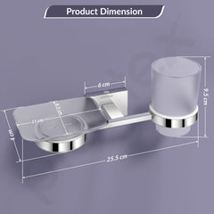 Plantex 304 Stainless Steel Soap and Brush Holder for Bathroom/Soap Dish/Tumbler Holder/Bathroom Accessories (Benz - Chrome)-4