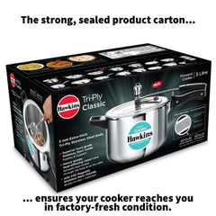 Hawkins Classic 5 Litre Tri-Ply Pressure Cooker with Separator, Triply Stainless Steel Inner Lid Cooker, Silver (SSTCL51)