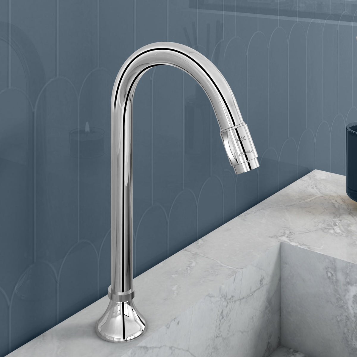 Plantex Pure Brass Mouth Flow Swan Neck Pillar Cock Water Tap with Teflon Tape/Tabletop Basin Tap with 7 Year Warranty (MAG-1204-Chrome)-1