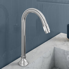 Plantex Pure Brass Mouth Flow Swan Neck Pillar Cock Water Tap with Teflon Tape/Tabletop Basin Tap with 7 Year Warranty (MAG-1204-Chrome)-1