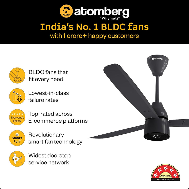 atomberg Renesa Enzel 1200mm BLDC Ceiling Fan with Remote Control | BEE 5 star Rated Energy Efficient Fan | High Air Delivery with LED Indicators| 3 Year Warranty (Pebble Grey)