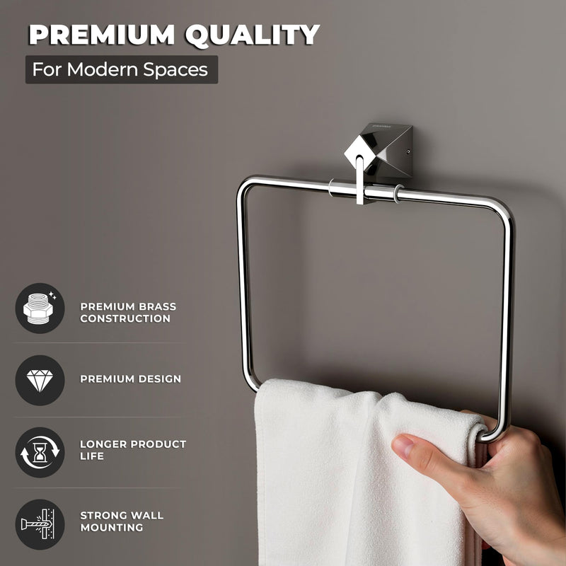 Plantex Towel Ring for Bathroom/Pure Brass Towel Holder/Towel Stand/Hanger/Bathroom Accessories - Pack of 1 (APS-ASC-05, Chrome)-3