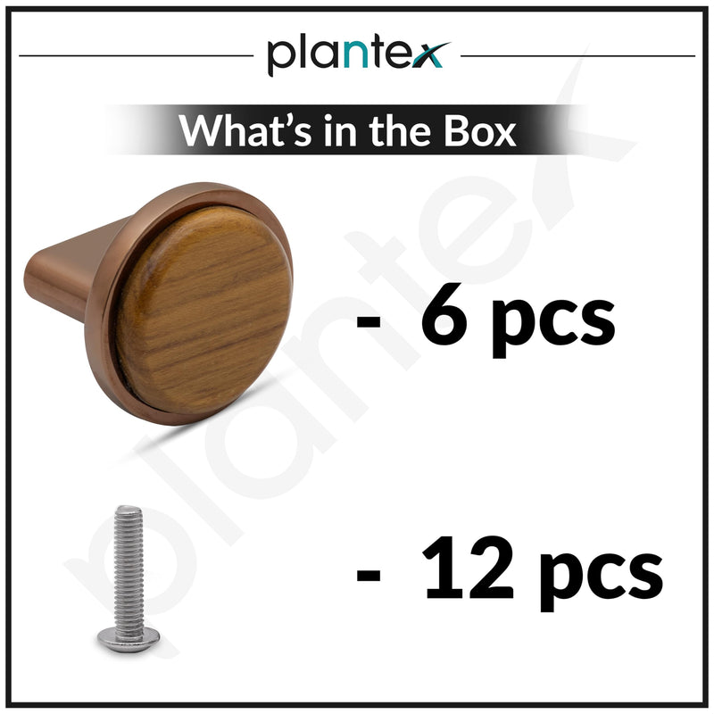 Plantex Knobs for Drawer/Round Drawer Knobs/Knobs for Cabinets/Pull-Push Knobs for Kitchen/Bedroom Drawer - Pack of 6 (Small, Rose Gold & Wood)-5