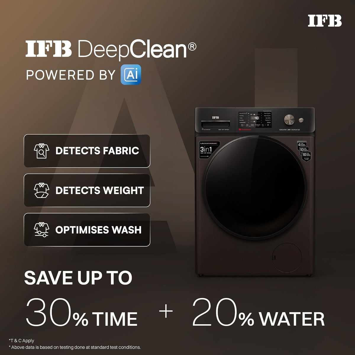 IFB 9/6/3 kg Fully Automatic Washer Dryer Refresher with Steam Refresh, AI Powered, 100% Dry Clothes, 9 Swirl Wash Mimic