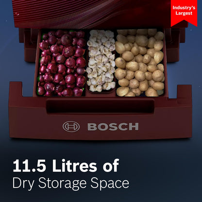 Bosch 187 L, 3 Star, Single Door Refrigerator with Industry's largest base drawer, vegetable box* & Beverage space (CST18W23PI, Wine Flower) 18 Hr Cooling Retention, 2.5x Cooling, Inverter compressor