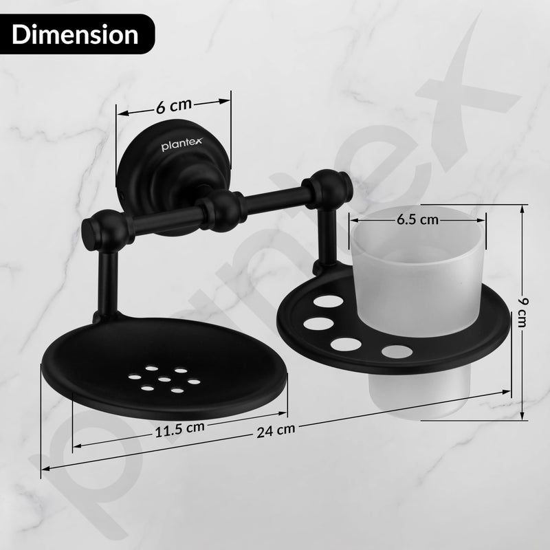 Plantex 304 Stainless Steel Skyllo Soap and Brush Holder Stand for Bathroom and Wash Basin (Black)-4