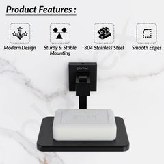 Plantex 304 Grade Stainless Steel Wall Mounted Soap Holder for Bathroom/Soap Stand/Soap Dish/Bathroom Accessories - Splash (Black)-2