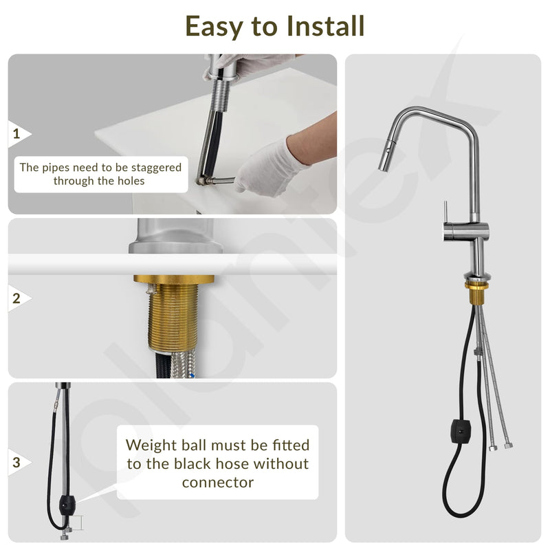 Plantex Single Lever Pull-Down Kitchen Sink Tap/Sink Mixer Tap Hot and Cold/360° Swivel Spout Faucet for Kitchen - Deck Mounted - (8991-Chrome)-6