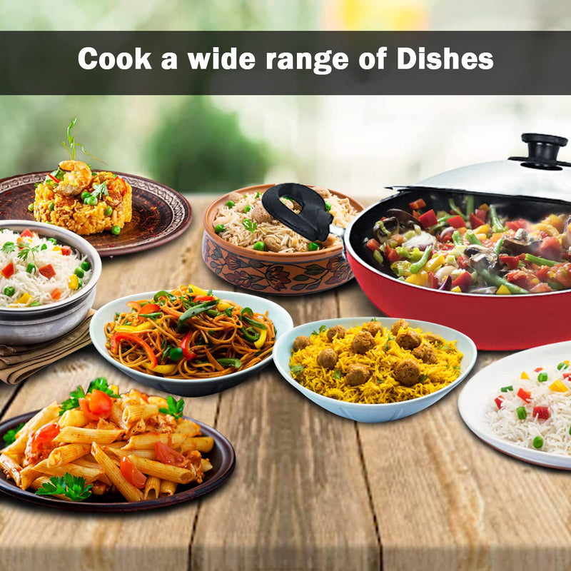 Pigeon Induction Base Storm Non Stick Kadai with Stainless Steel Lid, 200 IB, 1 Piece, Red